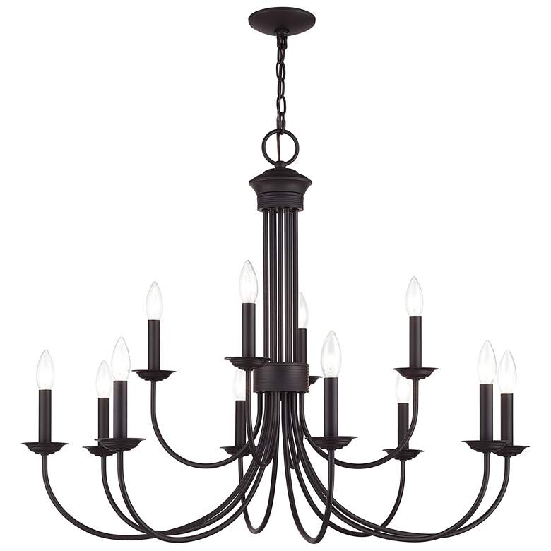 Image 1 12 Light Bronze Large 2-Tier Chandelier