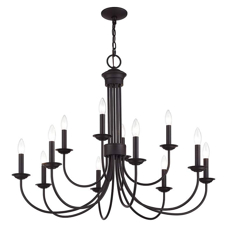 Image 3 12 Light Bronze Large 2-Tier Chandelier more views