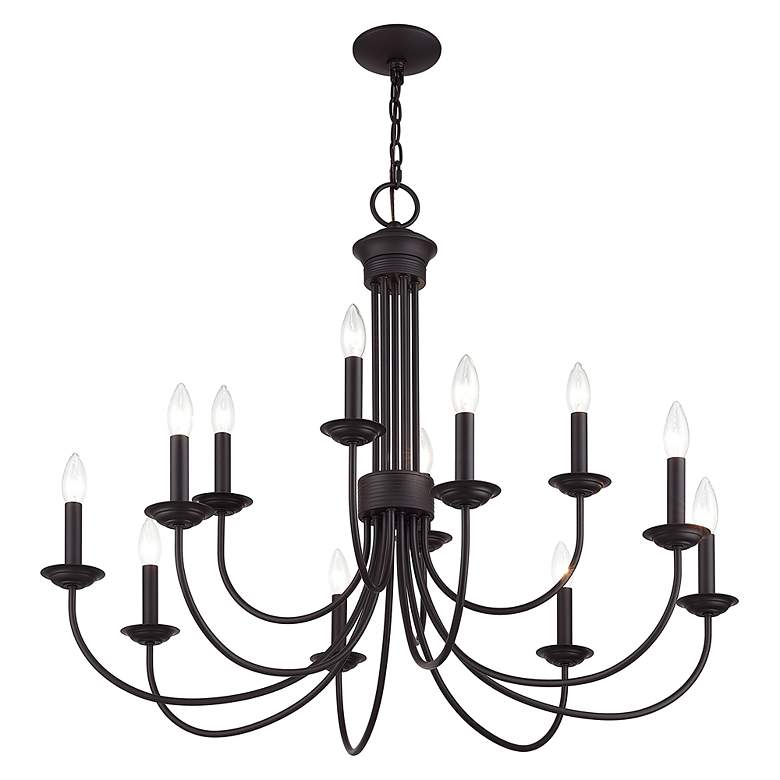 Image 4 12 Light Bronze Large 2-Tier Chandelier more views