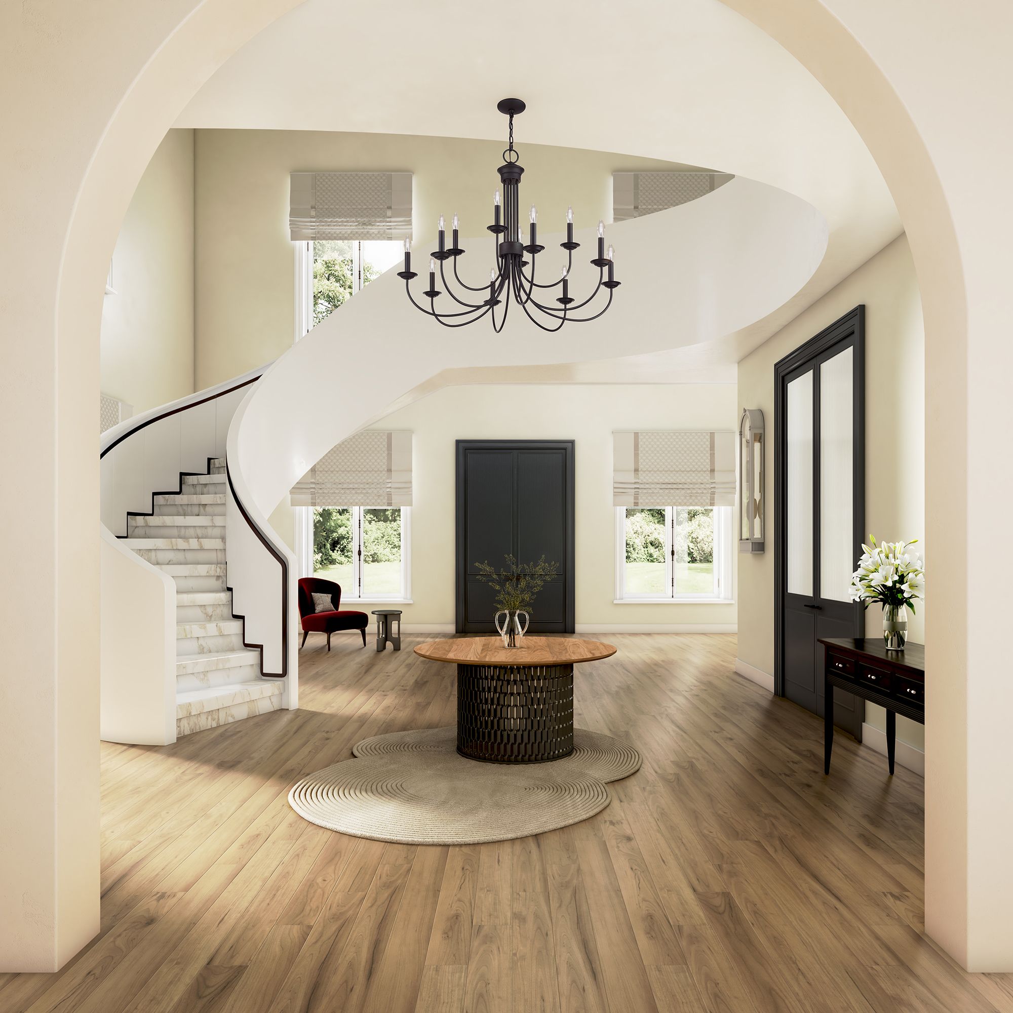 12 Light Bronze Large 2-Tier Chandelier