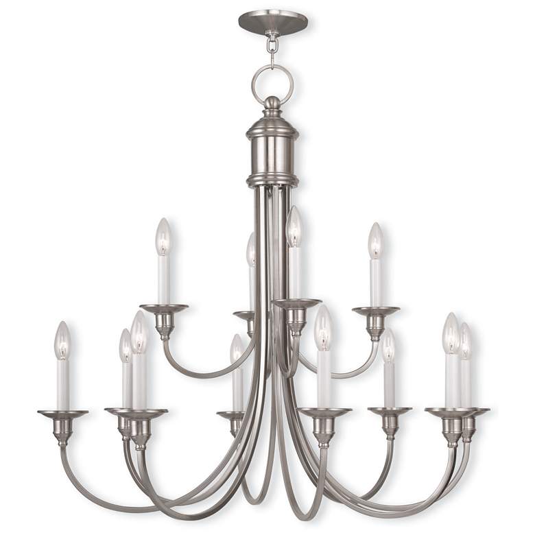 Image 1 12 Light Brushed Nickel Chandelier