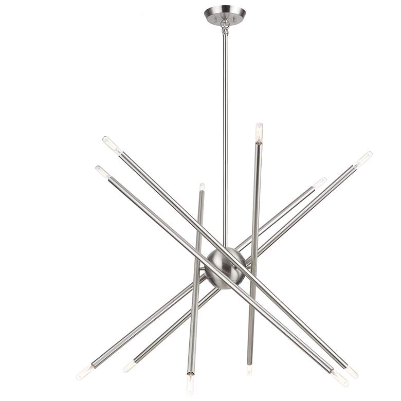 Image 1 12 Light Brushed Nickel Large Chandelier