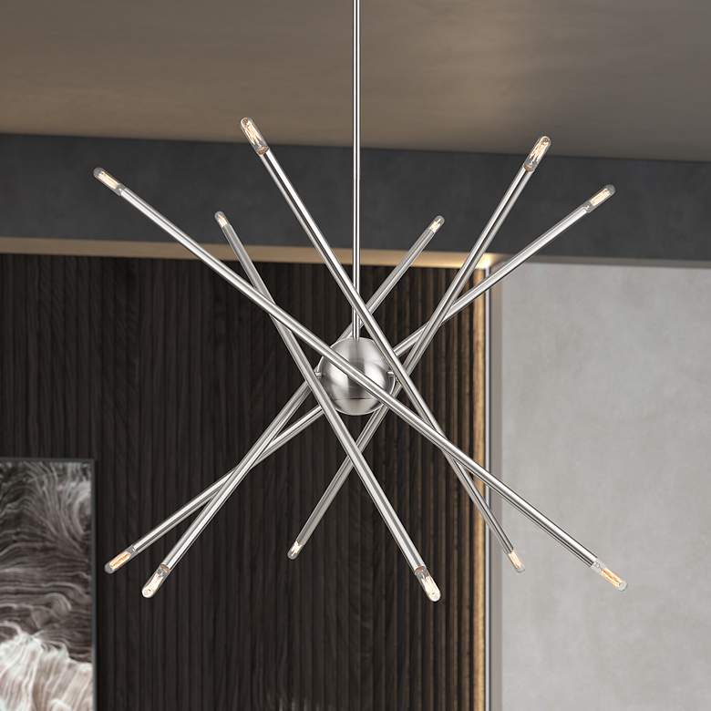 Image 1 12 Light Brushed Nickel Large Chandelier