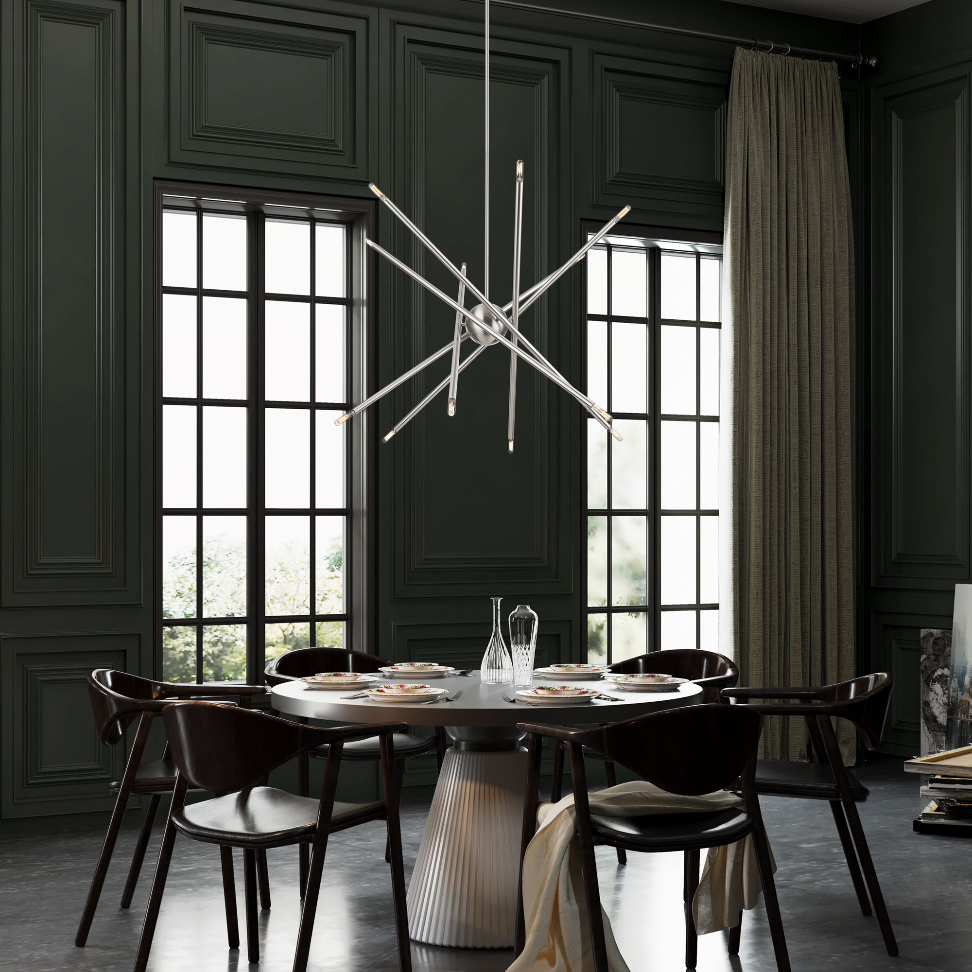 12 Light Brushed Nickel Large Chandelier