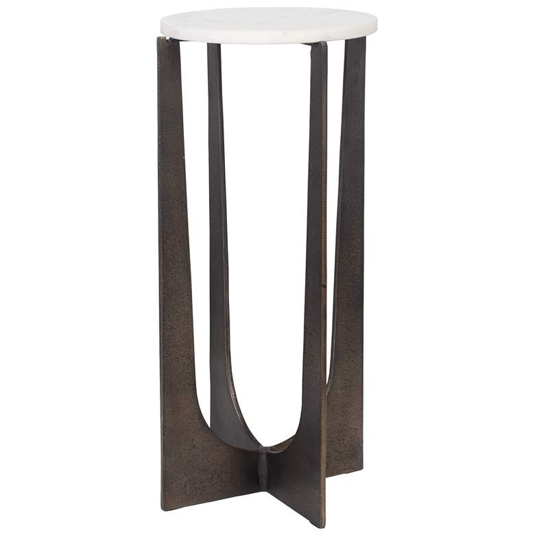 Image 2 12" Wide Bronze Alum and White Marble Accent Table