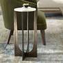 1_12" Wide Bronze Alum and White Marble Accent Table