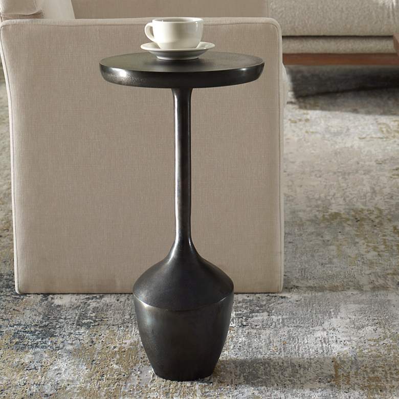 Image 1 12" Wide x 23" High Brown Metal Accent Table