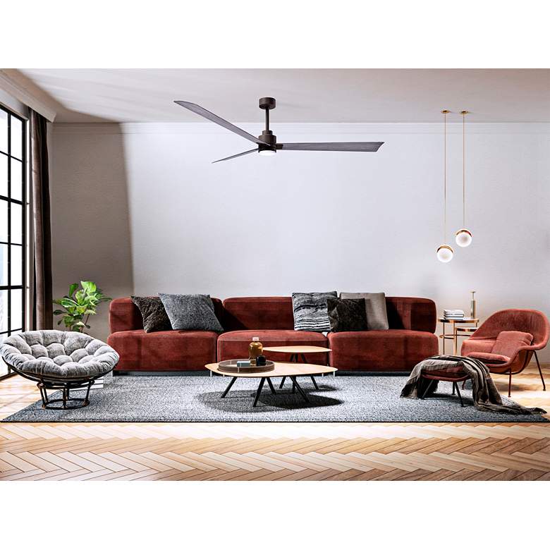 Image 1 56" Alessandra Textured Bronze and Barnwood LED Ceiling Fan in scene