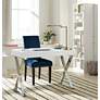Luster 43 1/4" Wide Glossy White and Chrome Modern Desk in scene