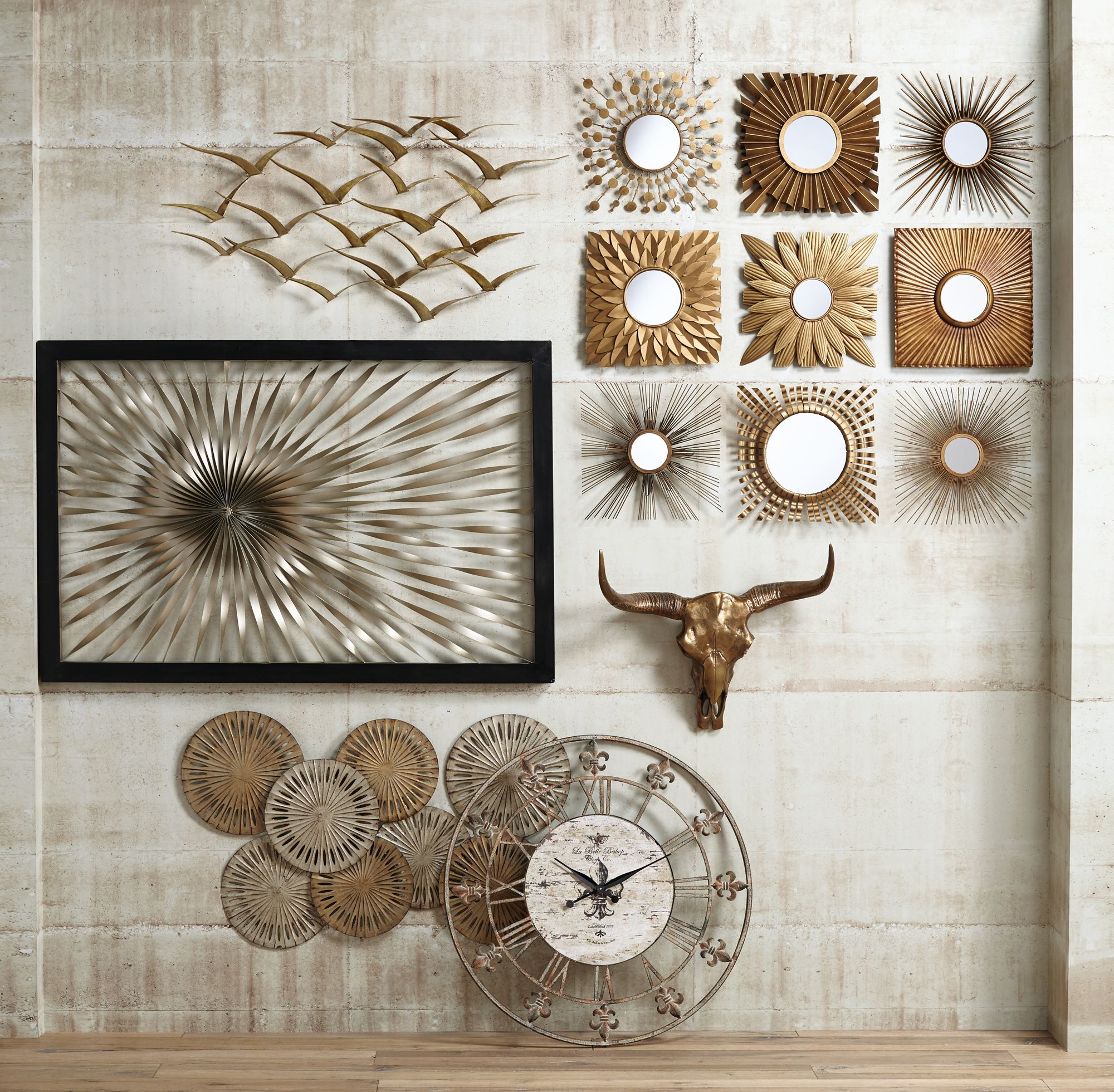 Image 1 Fairlee Mirrored 16" Square 9-Piece Wall Art Set in scene