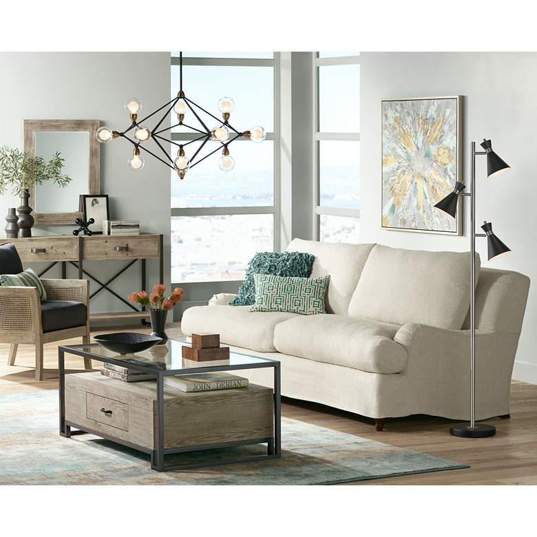Image 1 Uttermost Encore Dark Gray Fabric and Wood Accent Armchair in scene