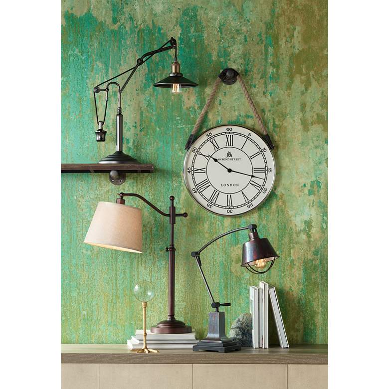 Image 1 Regency Hill Adley Adjustable Height Bronze Downbridge Arm Desk Lamp in scene