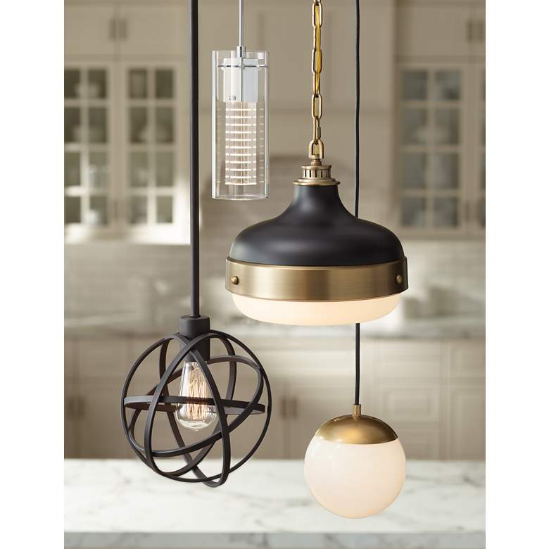 Weland 8&quot; Wide Gold and Opal Glass Modern LED Mini Pendant in scene