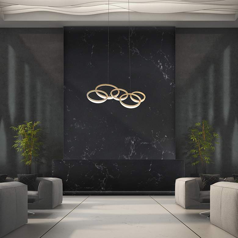 Image 1 Orion 45 1/2" Wide Aged Brass LED Pendant Light in scene