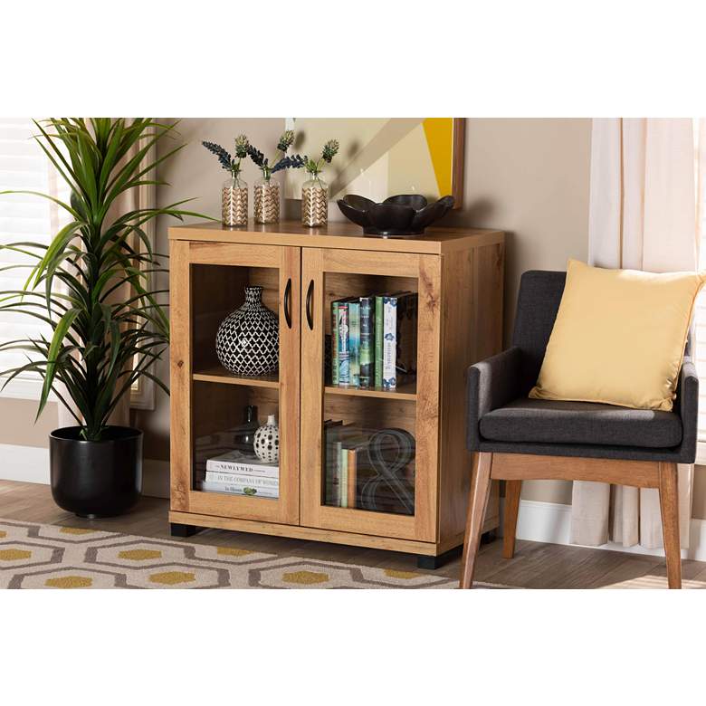 Image 1 Baxton Studio Zentra 31 1/2"W Oak Brown 2-Door Shoe Cabinet in scene