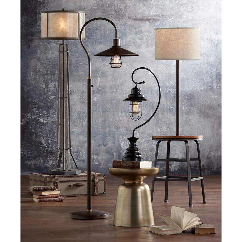 Ulysses Oil-Rubbed Bronze Industrial Lantern Desk Lamp in scene