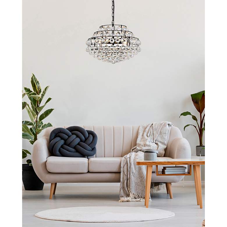 Image 1 Savannah 20" Wide Black and Crystal Pendant Light in scene