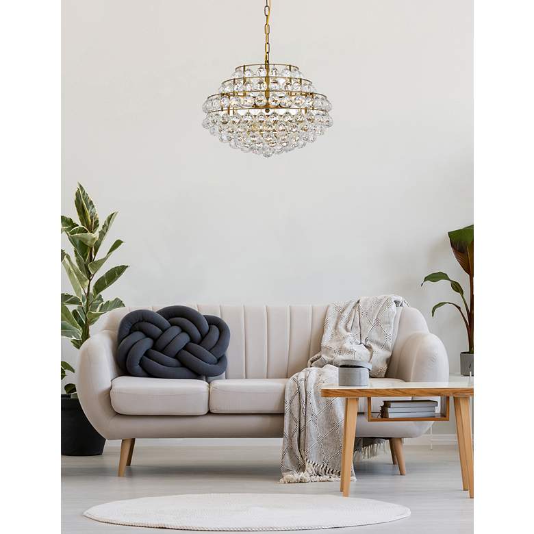 Image 1 Savannah 20" Wide Brass Clear Crystal 5-Light Pendant in scene