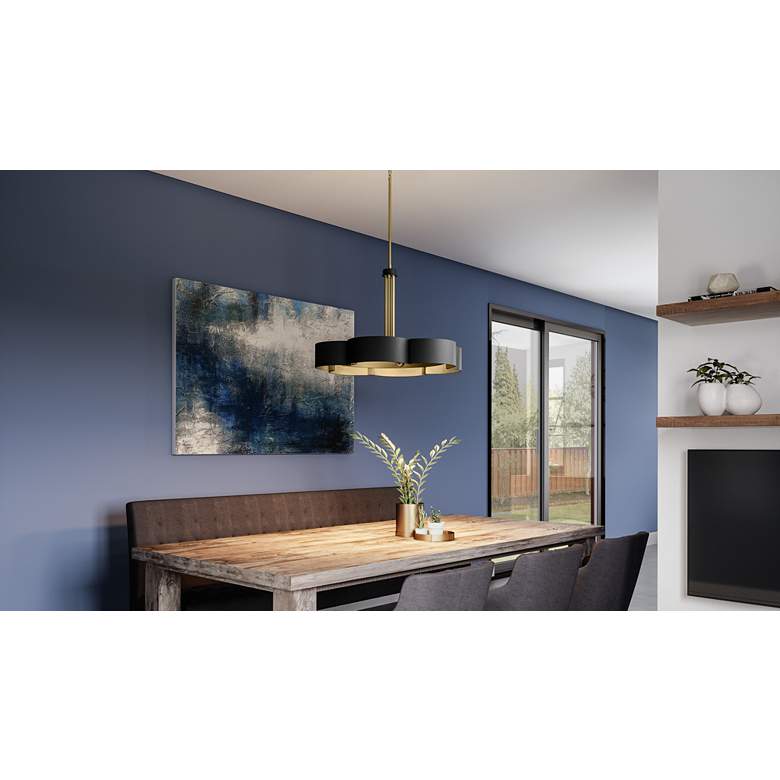 Image 1 Quoizel Balsam 28" Wide 6-Light Modern Matte Black Chandelier in scene