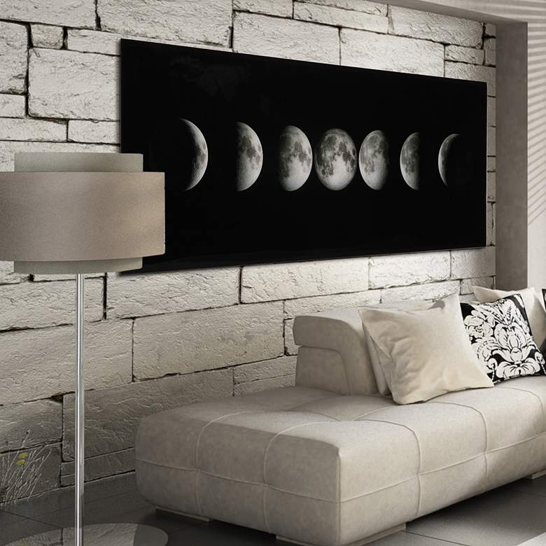 Image 1 Moon 63" Wide Free Floating Tempered Glass Graphic Wall Art in scene