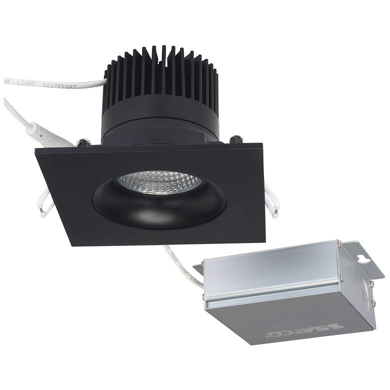 Image 1 12W LED Direct Wire Downlight Gimbaled 3.5" 3000K Remote Driver Black