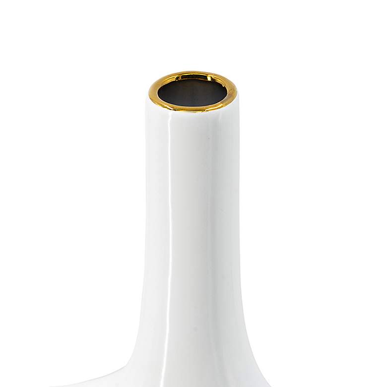 Image 3 13.2 inch High White &#38; Gold Open Center Rectangular Vase more views