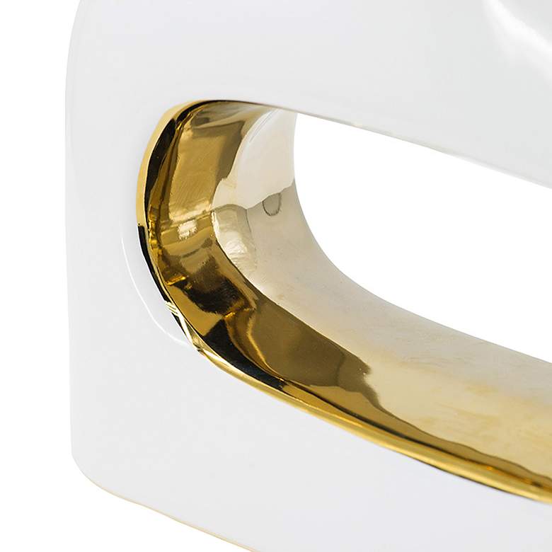 Image 4 13.2 inch High White &#38; Gold Open Center Rectangular Vase more views