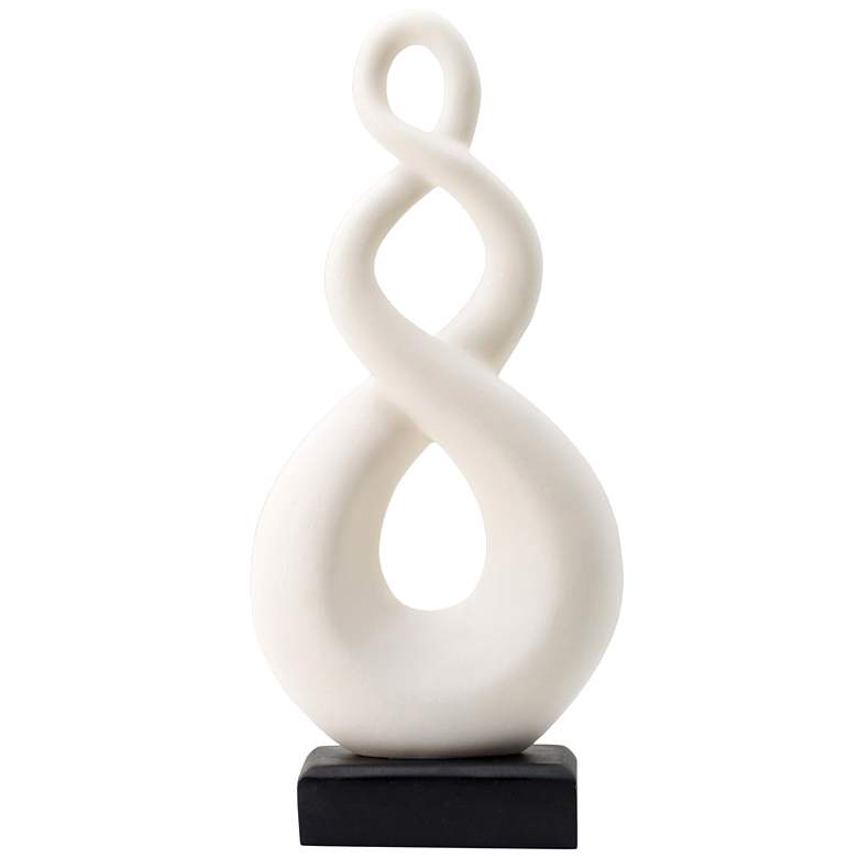 Image 1 13.4 inch White and Black Swirl Sculpture on Pedestal Stand