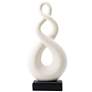 13.4" White and Black Swirl Sculpture on Pedestal Stand