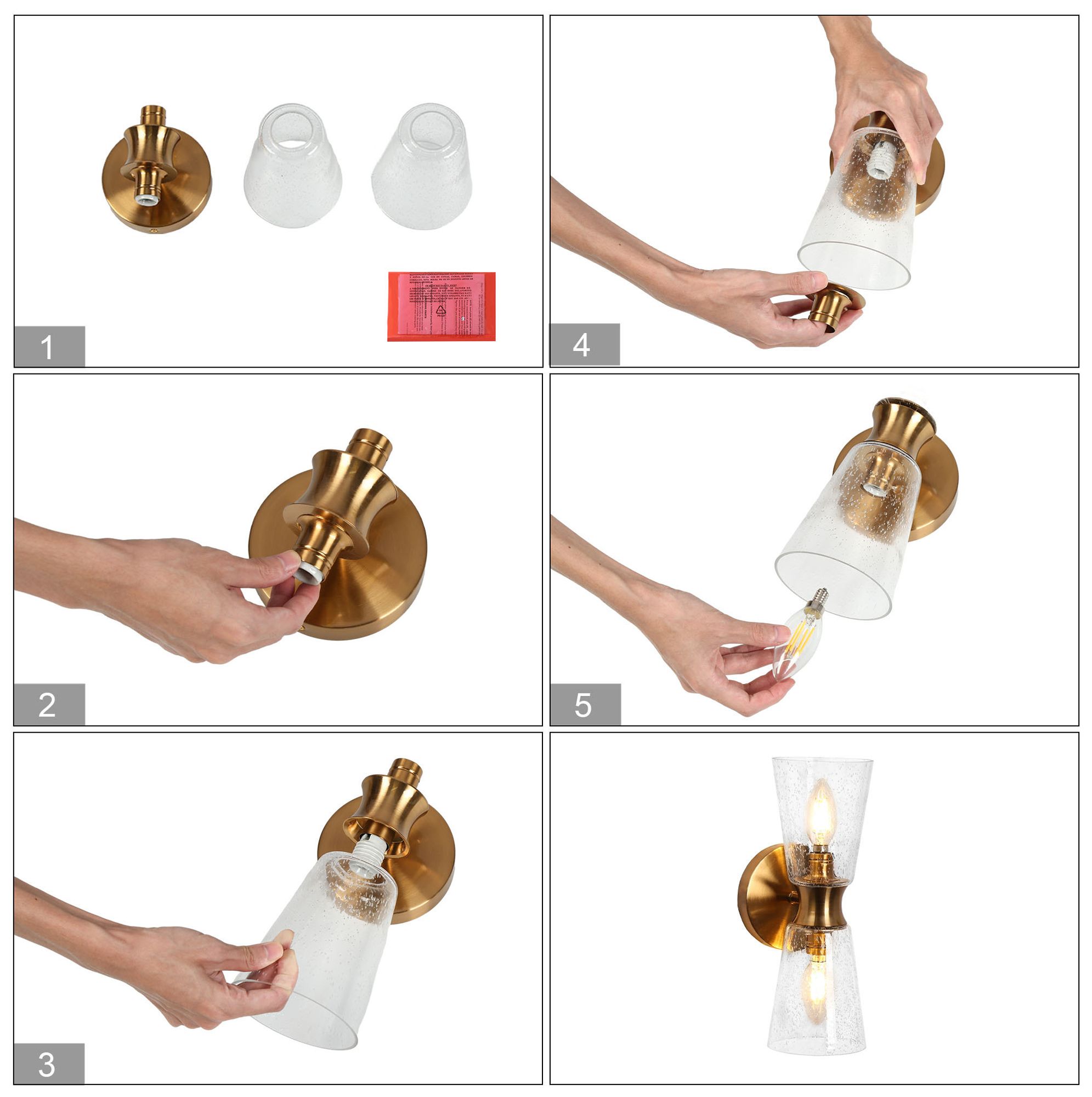 Image 6 13.4" Wide Brass Tube-Shaped 2-Light Vanity Light with Clear Glass Sha more views