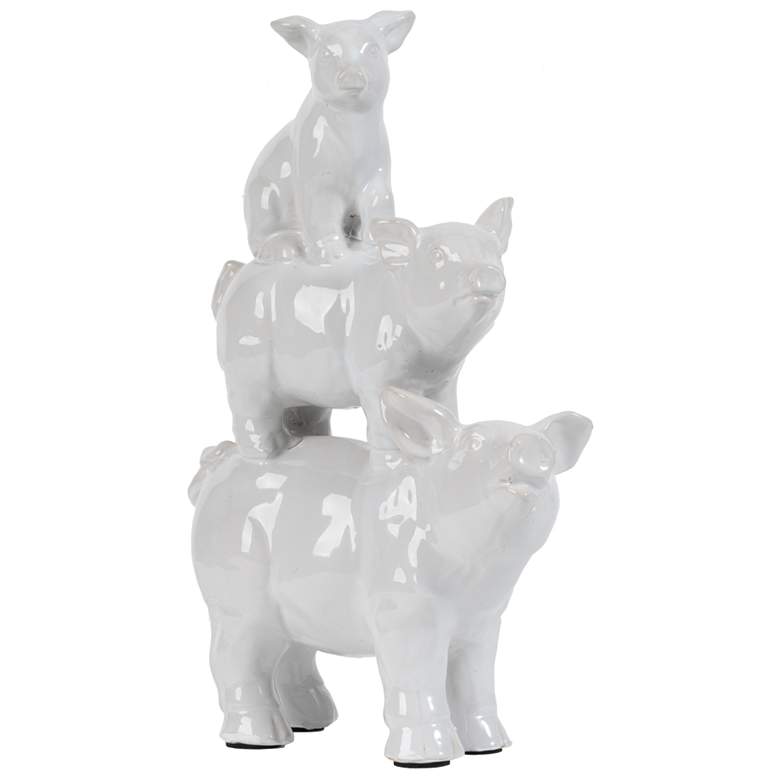 Image 1 13.5 Gloss White Ceramic Pig