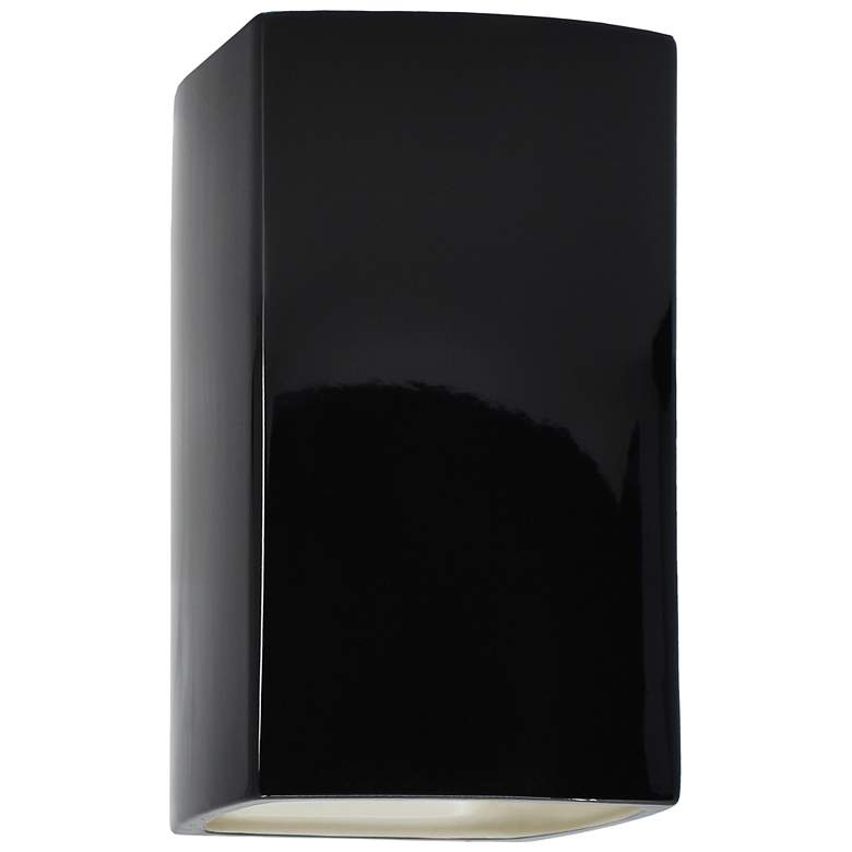 Image 1 13.5" Ceramic Rectangle ADA Gloss Black LED Outdoor Sconce