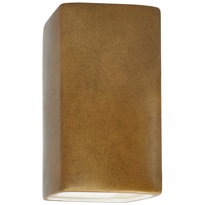 Image 1 13.5 inch Ceramic Rectangle ADA Gold LED Outdoor Sconce