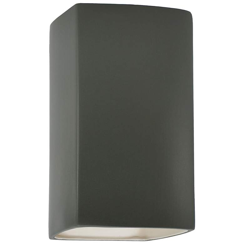 Image 1 13.5 inch Ceramic Rectangle ADA Pewter Green LED Outdoor Sconce