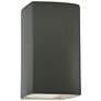 13.5" Ceramic Rectangle ADA Pewter Green LED Outdoor Sconce