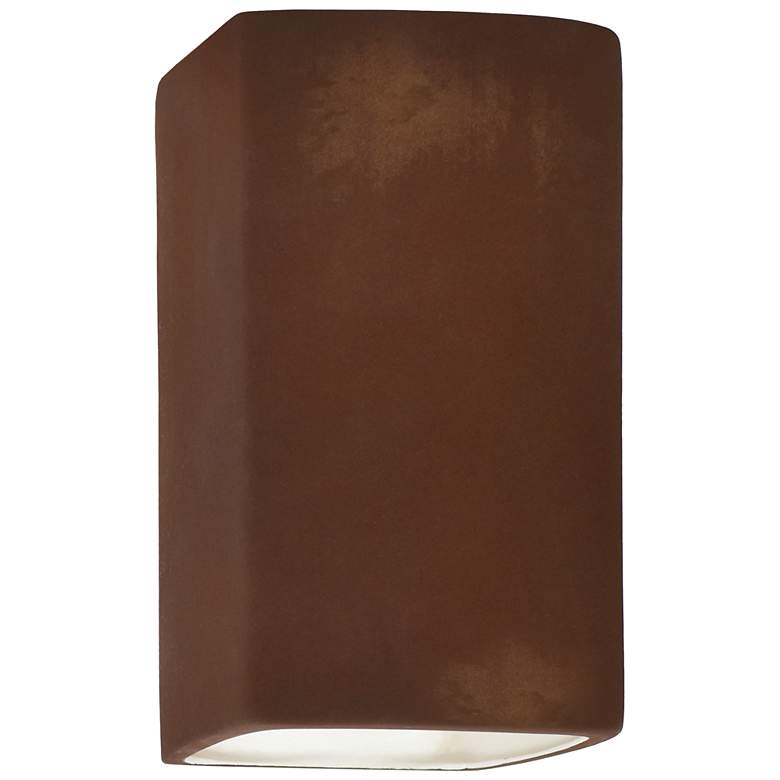 Image 1 13.5 inch Ceramic Rectangle ADA Real Rust LED Outdoor Sconce