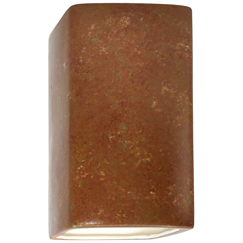 Image 1 13.5 inch Ceramic Rectangle ADA Rust Patina LED Outdoor Sconce