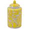 13.5" High Yellow and White Plum Blossom Lidded Jar