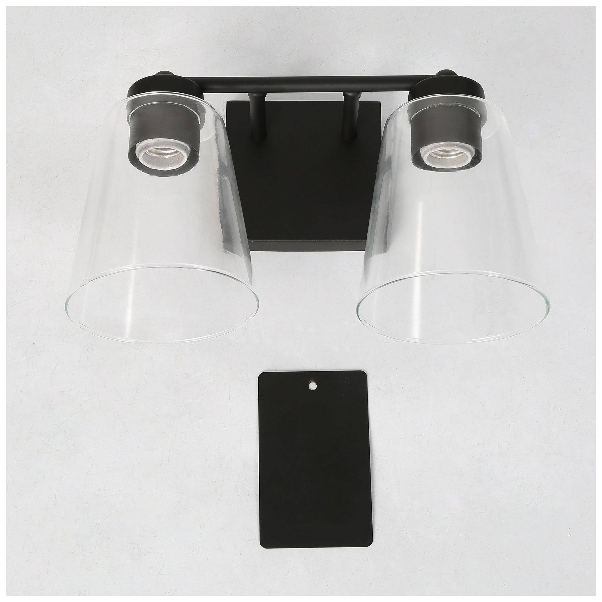 Image 3 13.5" Wide Black Bell-Shaped 2-Light Vanity Light with Clear Glass Sha more views