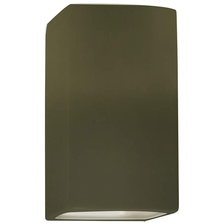 Image 1 13.5"H Closed Top Matte Green Large Rectangle ADA Outdoor LED Sconce