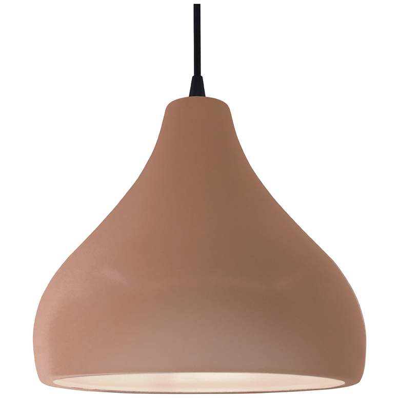 Image 1 13.5"W Adobe Frame Matte Black Large Droplet Black Cord LED Pendant