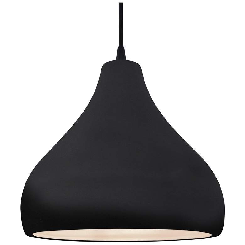 Image 1 13.5"W Black/White Frame Matte Black Large Droplet Black Cord LED Pend