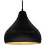 2_13.5"W Carbon/Gold Frame Matte Black Large Droplet Black Cord Pendant