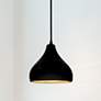 1_13.5"W Carbon/Gold Frame Matte Black Large Droplet Black Cord Pendant