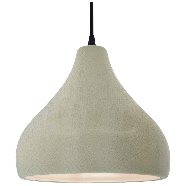 Image 1 13.5"W Celadon Frame Matte Black Large Droplet Black Cord LED Pendant