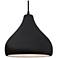 13.5"W Gloss Black/White Frame Matte Black Large Droplet Black Cord Pe