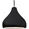 13.5"W Gloss Black/White Frame Nickel Large Droplet Black Cord LED Pen