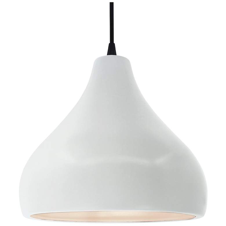 Image 1 13.5"W Gloss White Frame Matte Black Large Droplet Black Cord LED Pend