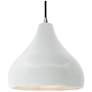 1_13.5"W Gloss White Frame Nickel Large Droplet Black Cord LED Pendant