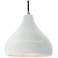 13.5"W Gloss White Frame Nickel Large Droplet Black Cord LED Pendant